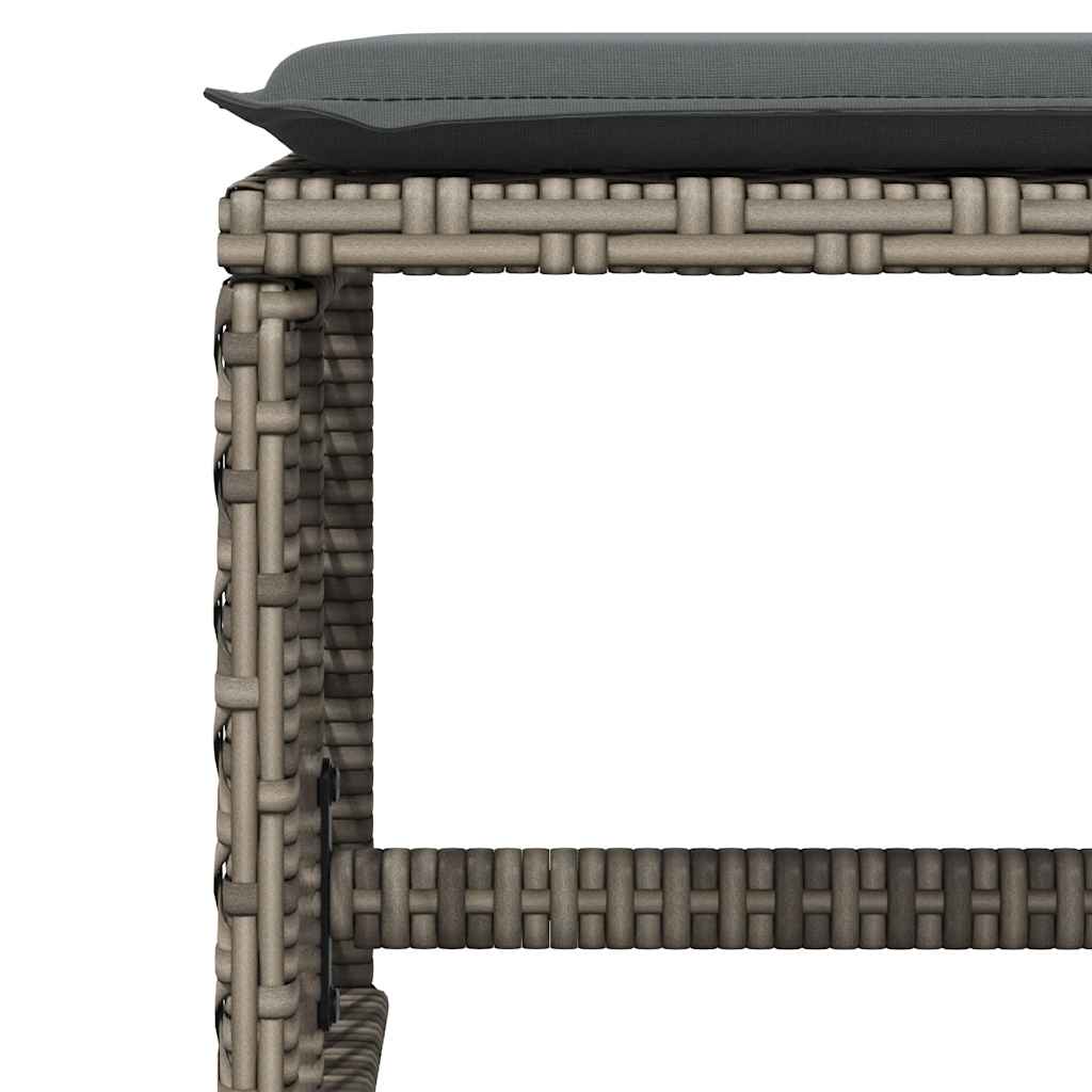 17 Piece Garden Dining Set with Cushions Grey Poly Rattan