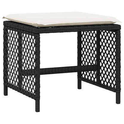17 Piece Garden Dining Set with Cushions Black Poly Rattan