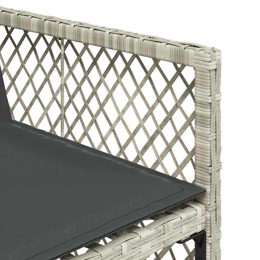 9 Piece Garden Dining Set with Cushions Light Grey Poly Rattan
