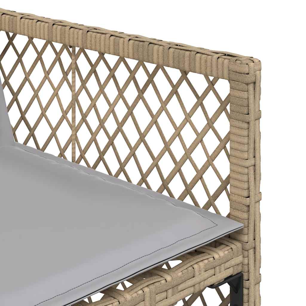 9 Piece Garden Dining Set with Cushions Mix Beige Poly Rattan