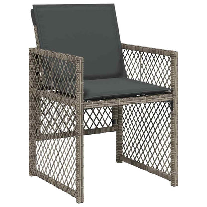 11 Piece Garden Dining Set with Cushions Grey Poly Rattan
