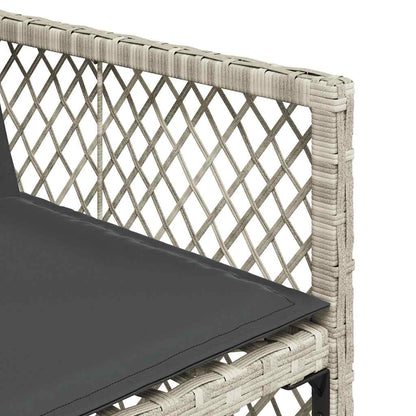 13 Piece Garden Dining Set with Cushions Light Grey Poly Rattan