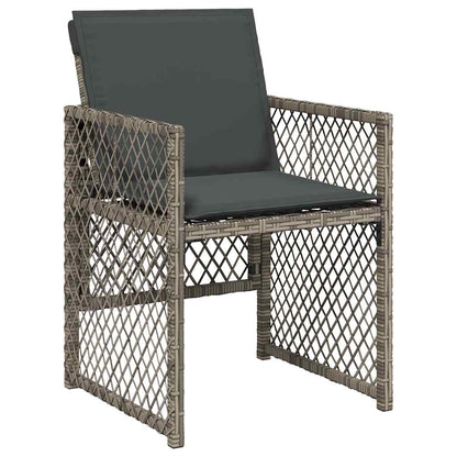 17 Piece Garden Dining Set with Cushions Grey Poly Rattan