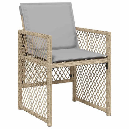 17 Piece Garden Dining Set with Cushions Mix Beige Poly Rattan