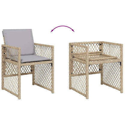 17 Piece Garden Dining Set with Cushions Mix Beige Poly Rattan
