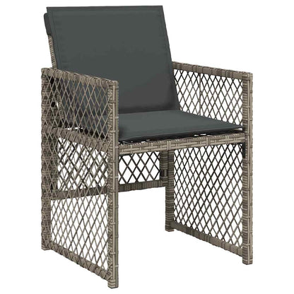 17 Piece Garden Dining Set with Cushions Grey Poly Rattan