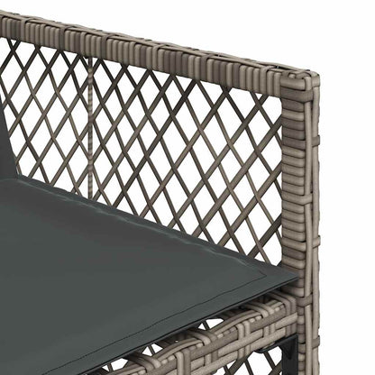 17 Piece Garden Dining Set with Cushions Grey Poly Rattan