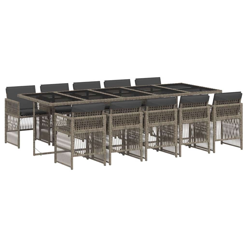 Garden Dining Set | Grey | PE rattan | 10-seater | Foldable