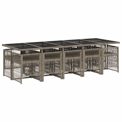 Garden Dining Set | Grey | PE rattan | 10-seater | Foldable