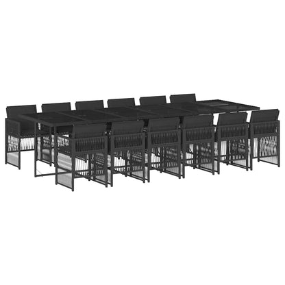 Garden Dining Set | Black | PE Rattan | 12-seater | Stackable