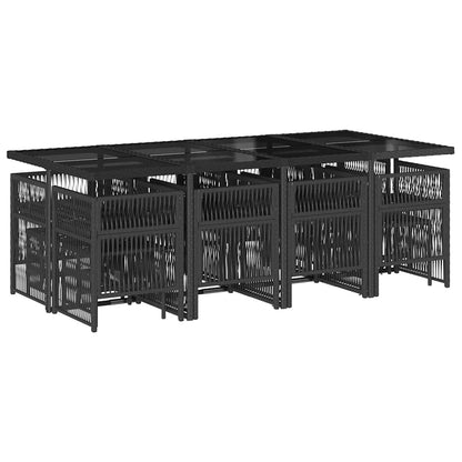 Garden Dining Set Black and Cream White