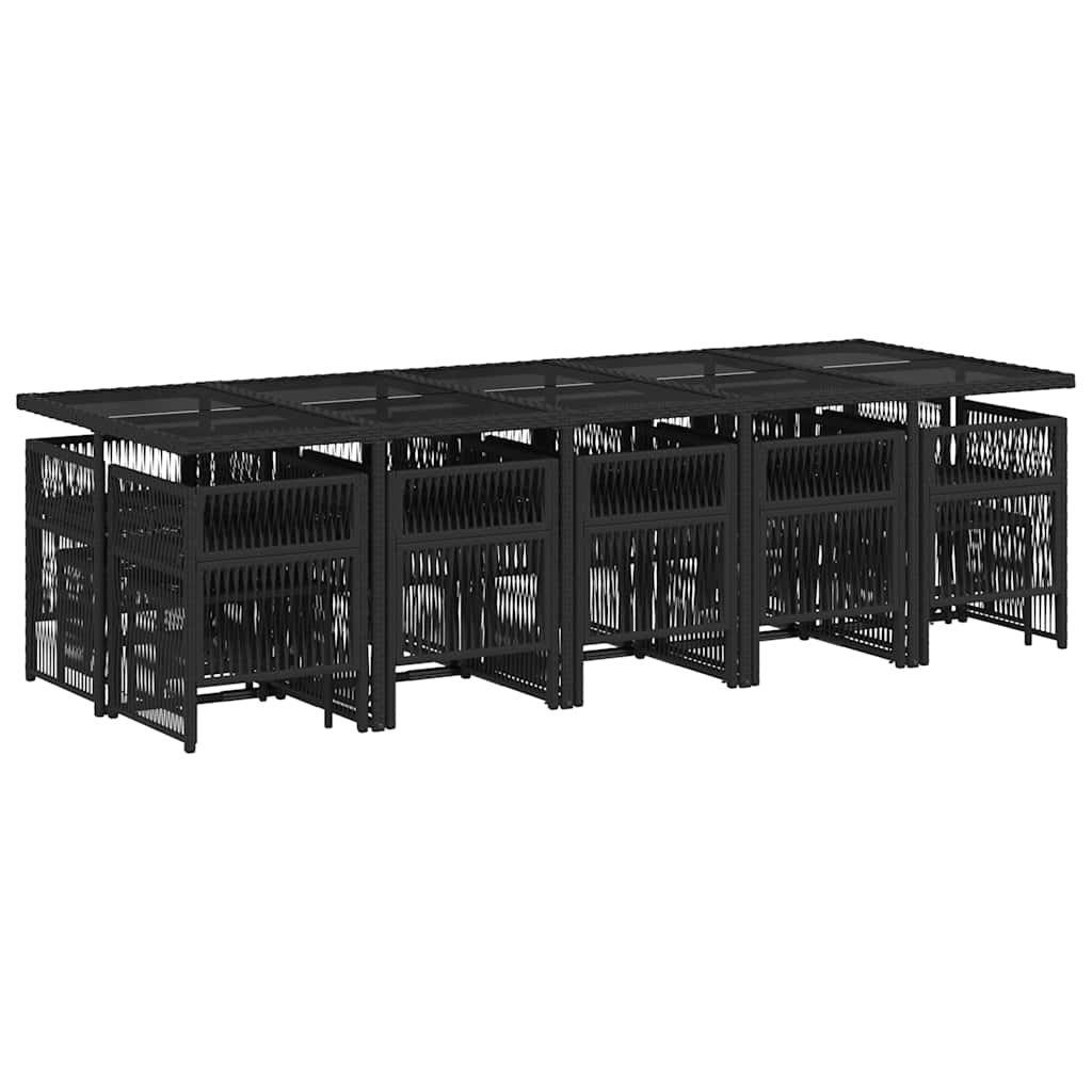 Garden Dining Set Black PE rattan Large Foldable