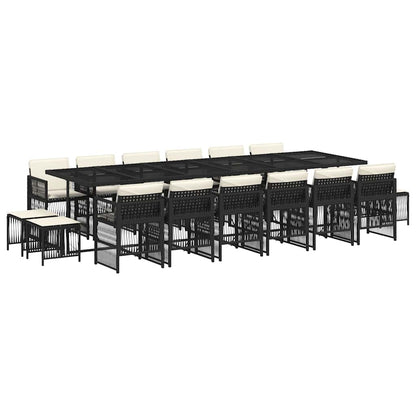 Garden Dining Set Black, Cream White