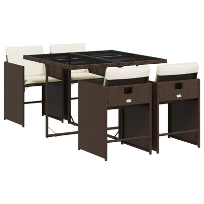 Garden Dining Set | Brown | Poly Rattan | Four-seater | Stackable