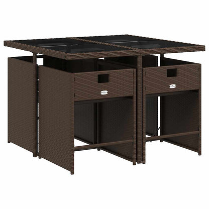 Garden Dining Set | Brown | Poly Rattan | Four-seater | Stackable