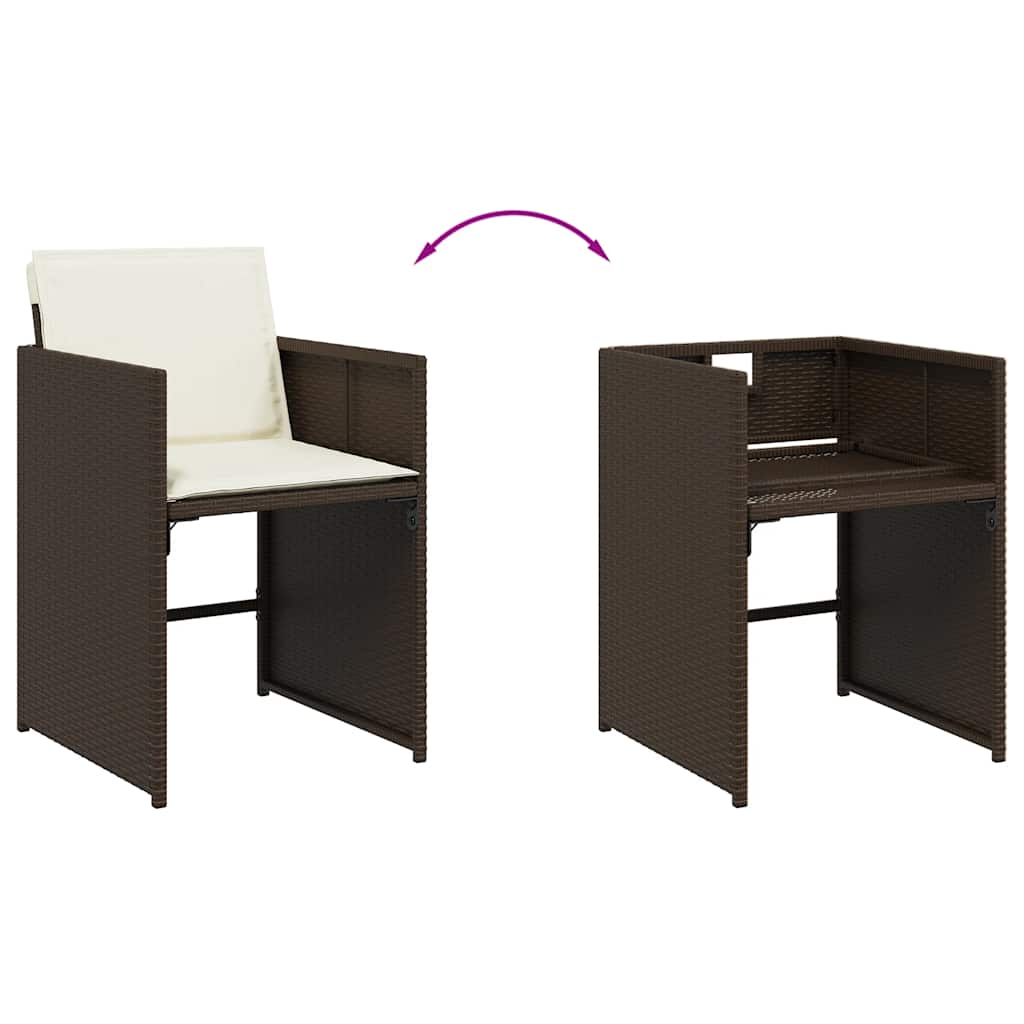 Garden Dining Set | Brown | Poly Rattan | Four-seater | Stackable