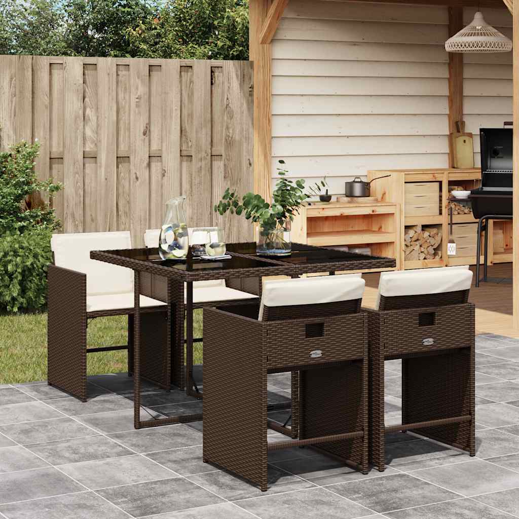 Garden Dining Set | Brown | Poly Rattan | Four-seater | Stackable