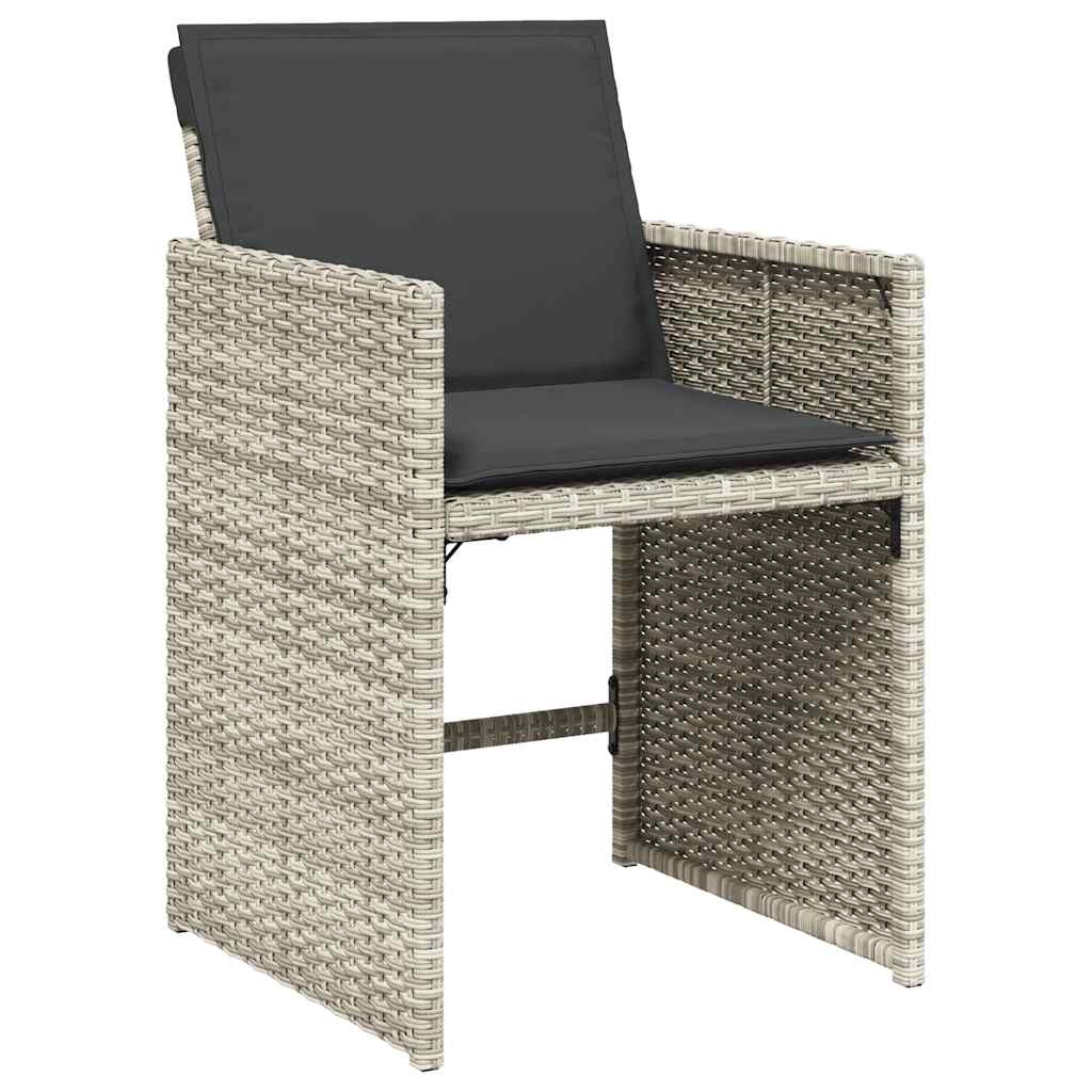 5 Piece Garden Dining Set with Cushions Light Grey Poly Rattan