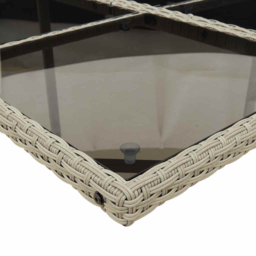 5 Piece Garden Dining Set with Cushions Light Grey Poly Rattan