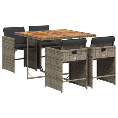 Garden Dining Set | Grey | Poly Rattan | Medium | Collapsible
