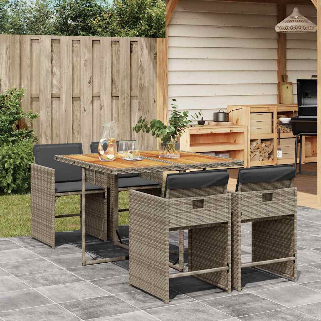 Garden Dining Set | Grey | Poly Rattan | Medium | Collapsible