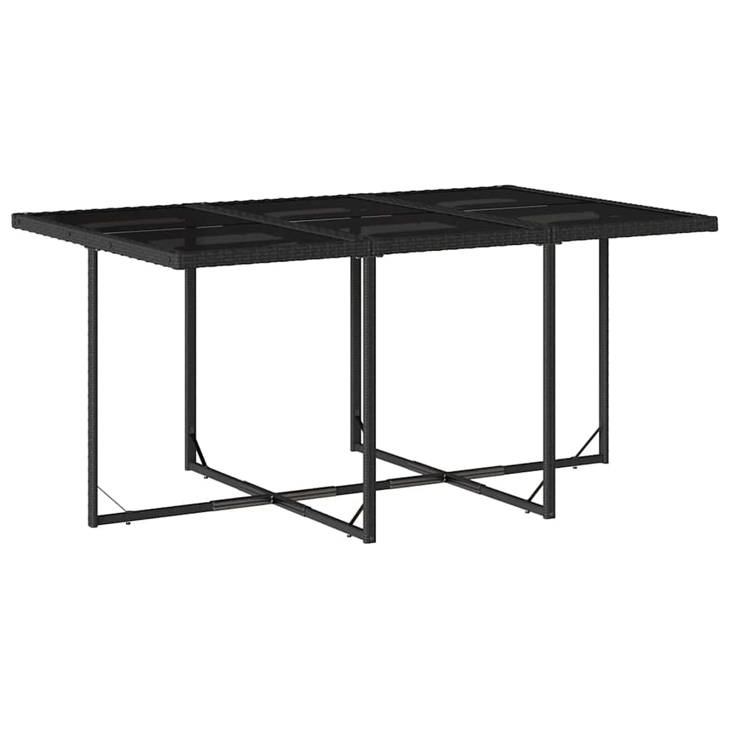 7 Piece Patio Dining Set with Cushions Black Poly Rattan