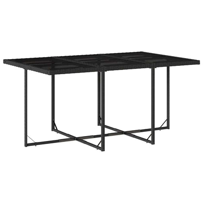 7 Piece Patio Dining Set with Cushions Black Poly Rattan