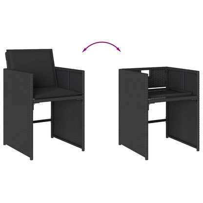 Garden Dining Set | Black | PE Rattan | 6-seater | Foldable
