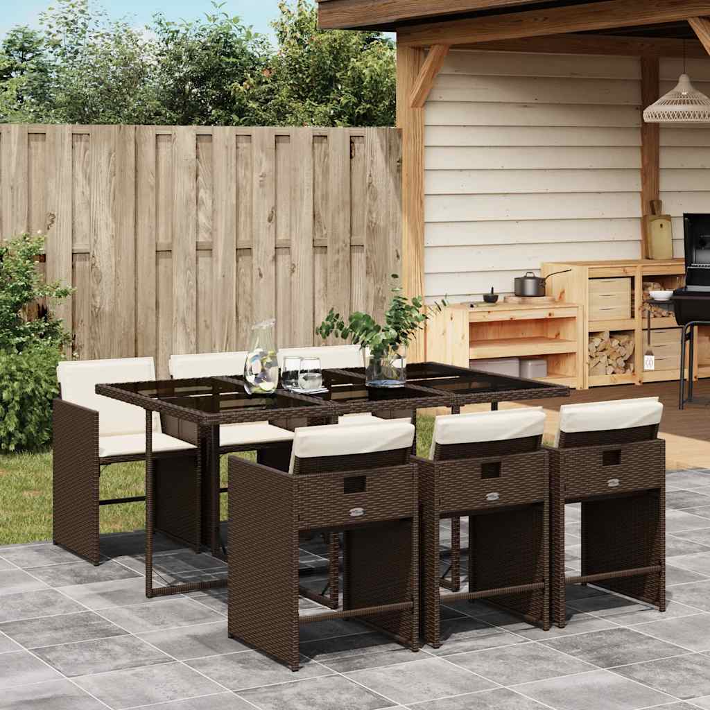 Garden Dining Set | Brown, Cream White, Black