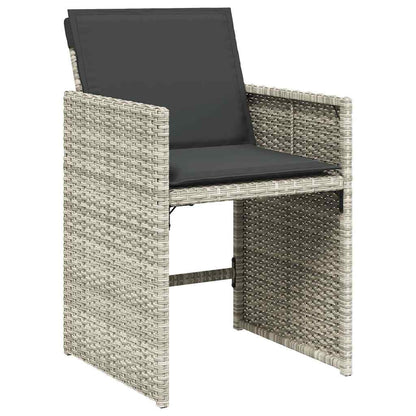 7 Piece Garden Dining Set with Cushions Light Grey Poly Rattan