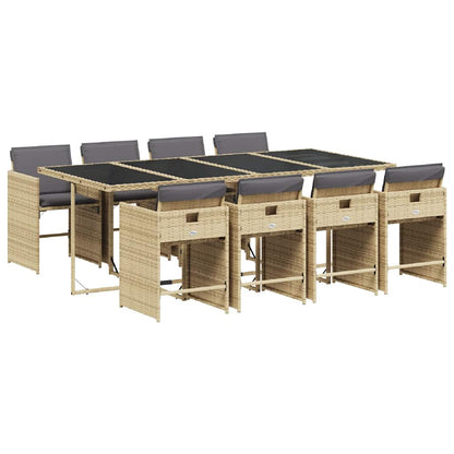 Garden Dining Set | Mix Beige | PE Rattan | 9 Piece | Foldable