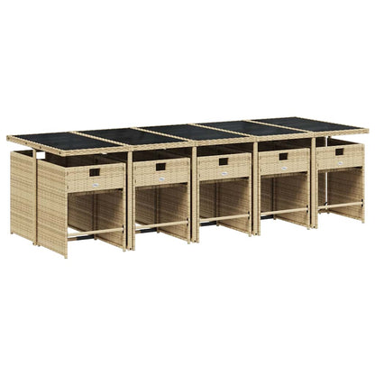 Garden Dining Set | Mix beige | PE rattan | 10-seater | Foldable