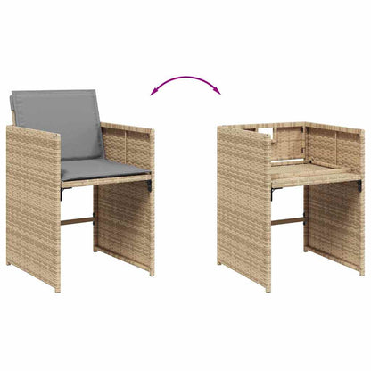 Garden Dining Set | Mix beige | PE rattan | 10-seater | Foldable
