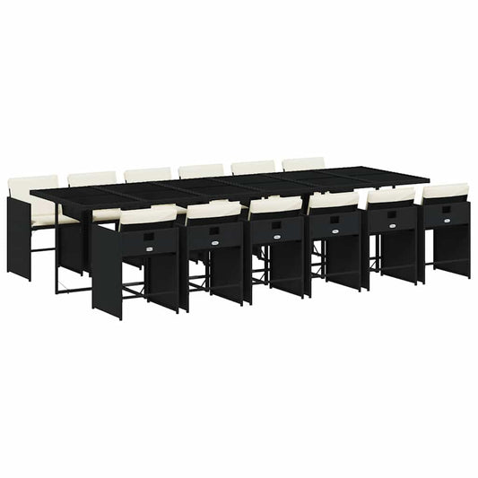 Garden Dining Set | Black, Cream White | PE rattan | 12-seater