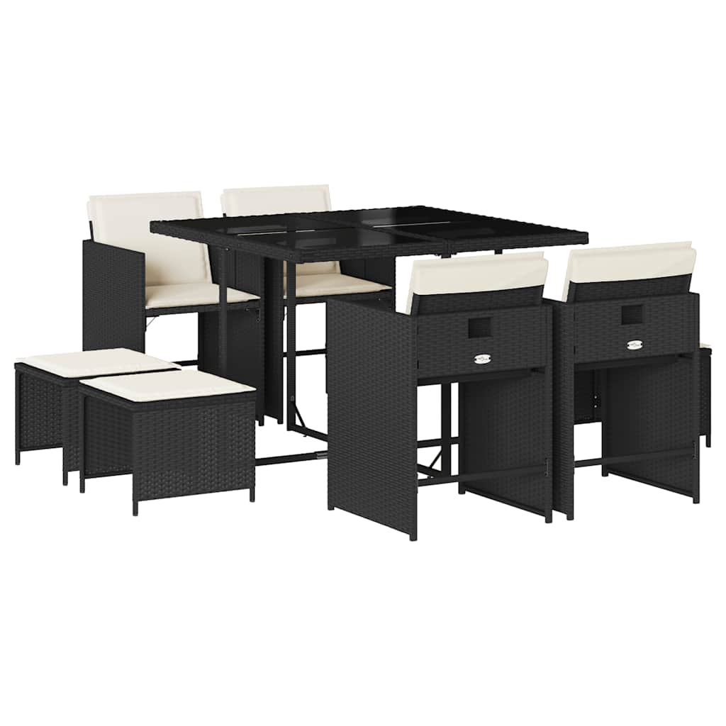Garden Dining Set Black, Cream White