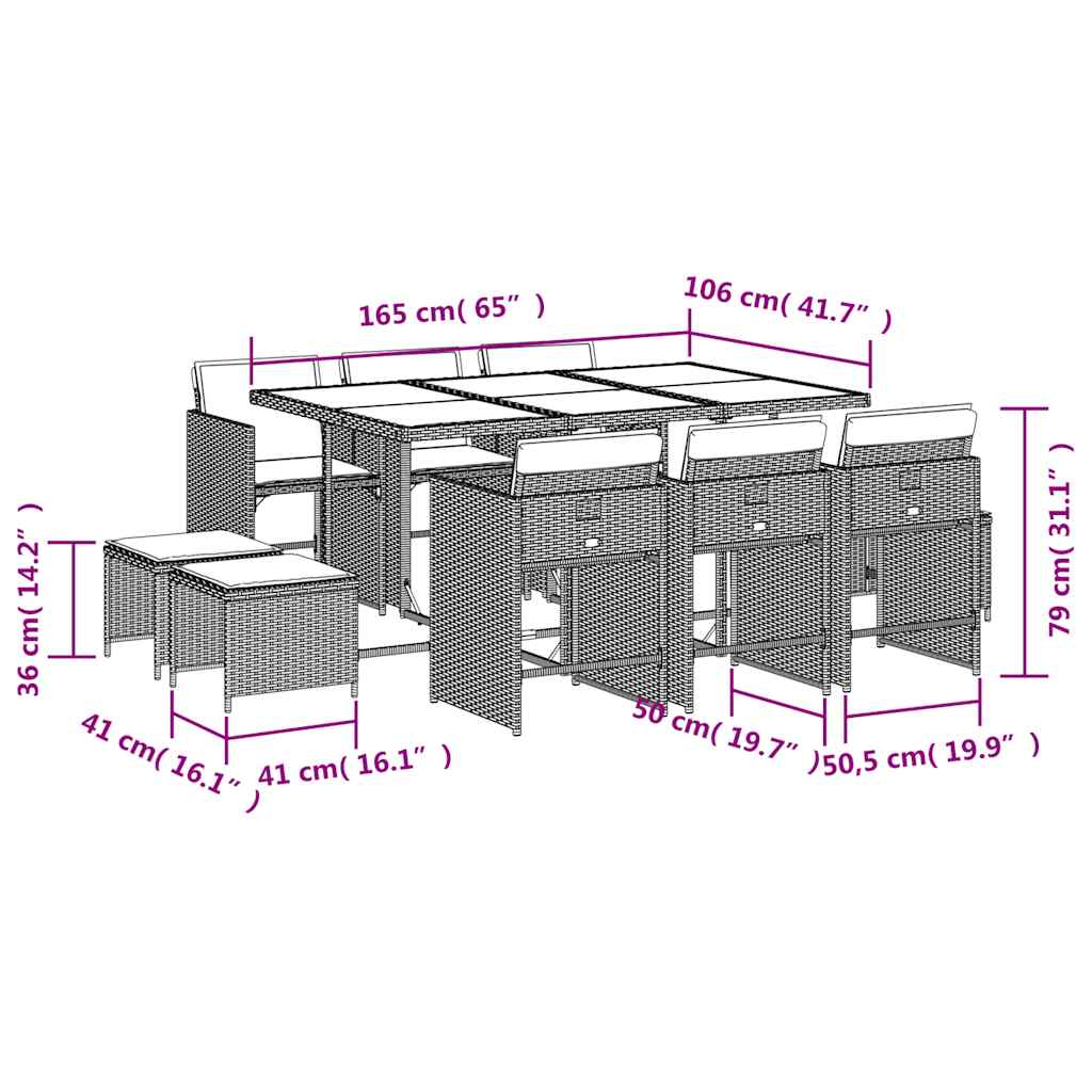 Garden Dining Set Black
