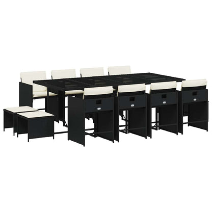 Garden Dining Set Black, Cream White