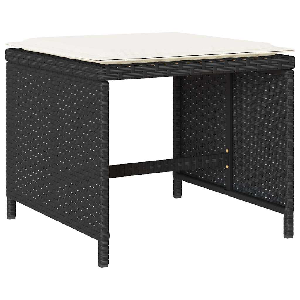 Garden Dining Set Black, Cream White