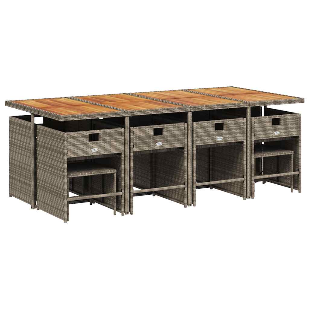 Garden Dining Set | Grey and Brown | PE Rattan | Large | Foldable