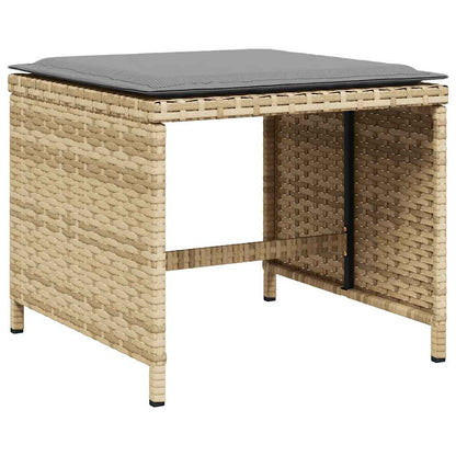 15 Piece Garden Dining Set with Cushions Mix Beige Poly Rattan