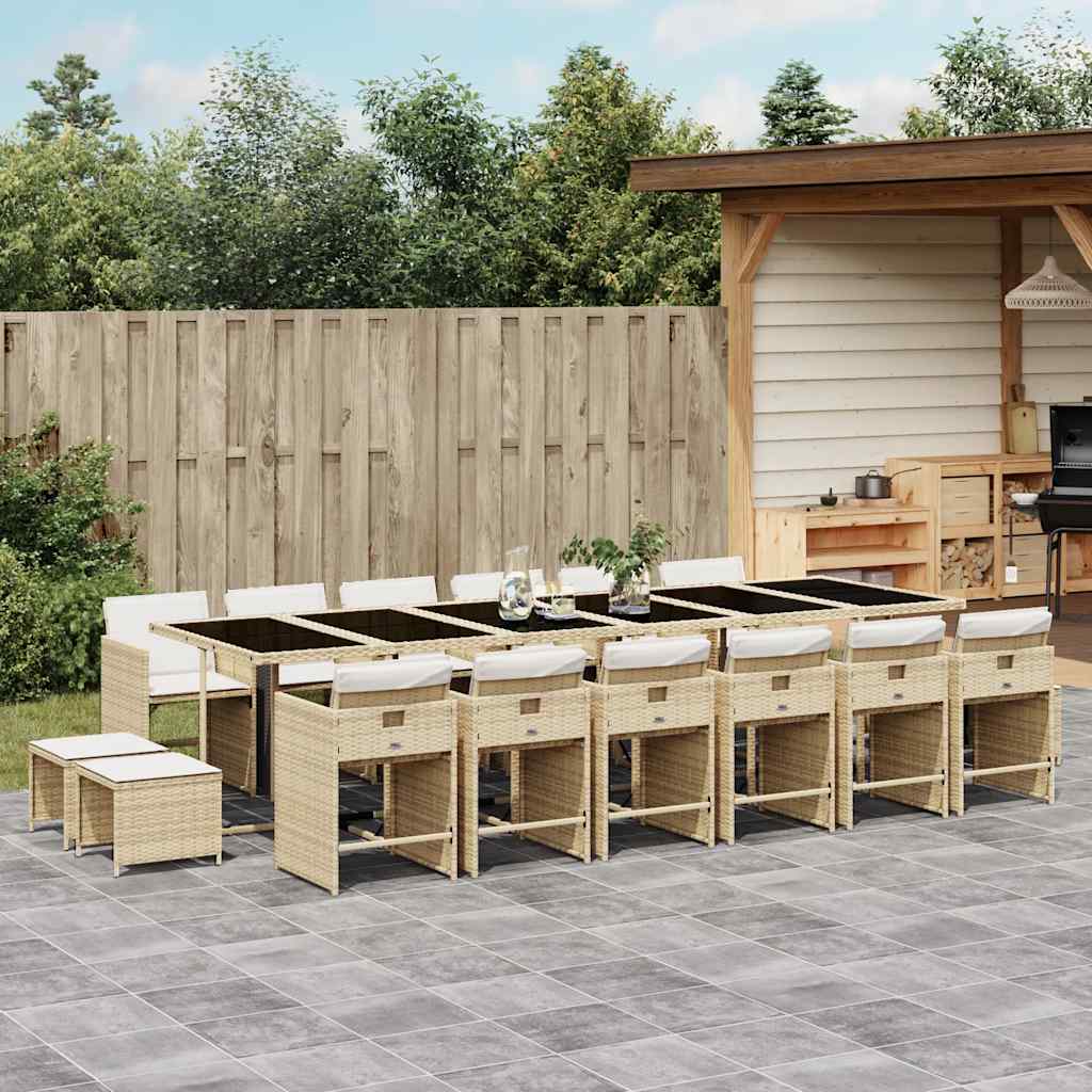 Garden Dining Set | Beige with Cream White Cushions