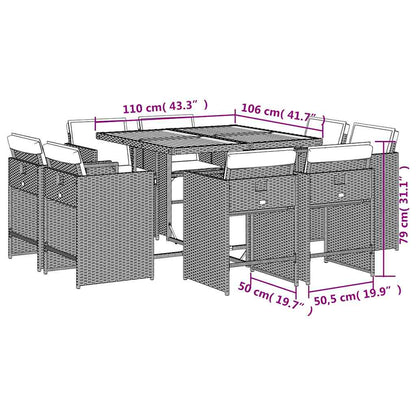 Garden Dining Set | Grey, Brown, Dark Grey