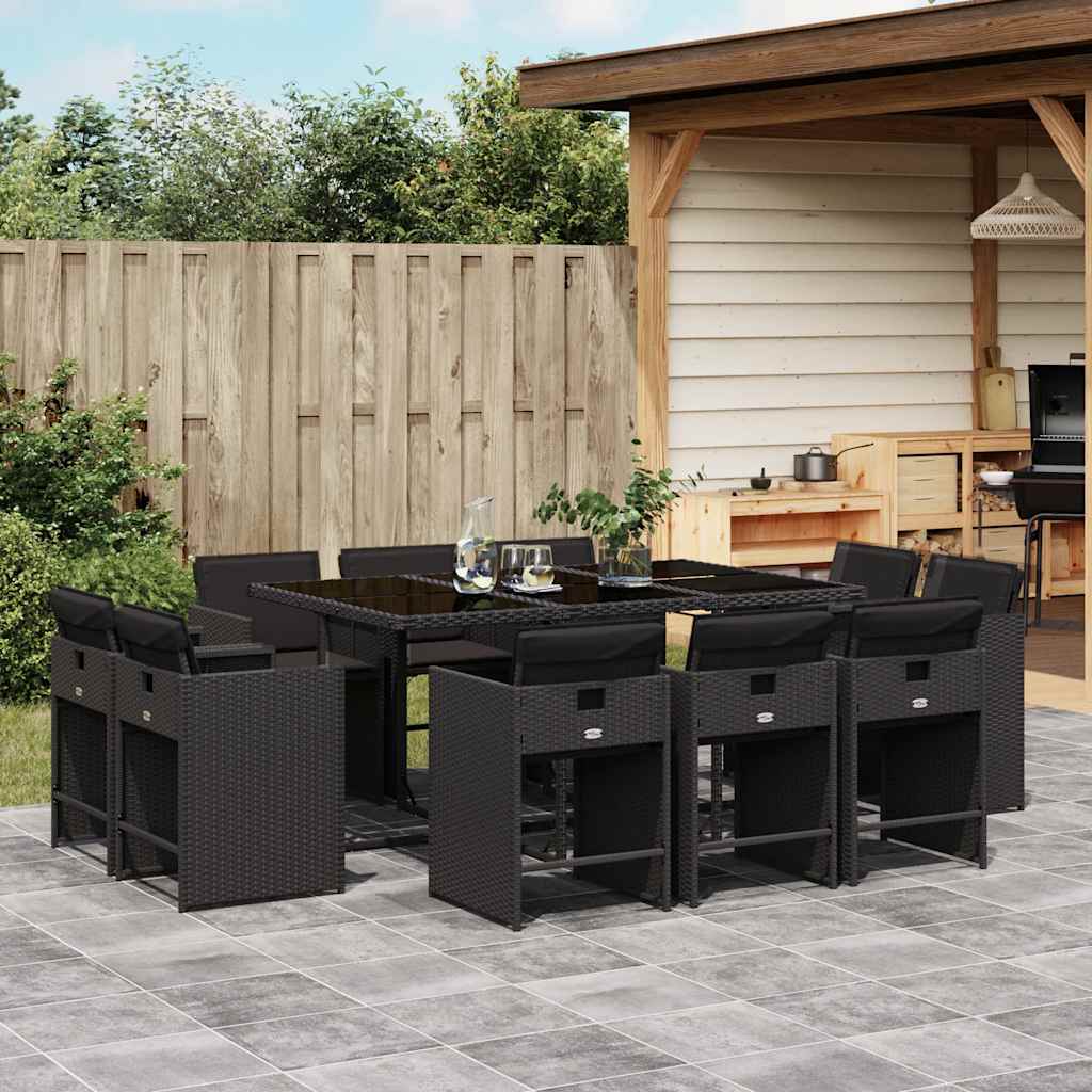 Garden Dining Set | Black | PE Rattan | Large | Foldable