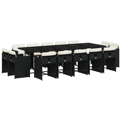Garden Dining Set | Black | PE rattan | 14-seater | Collapsible