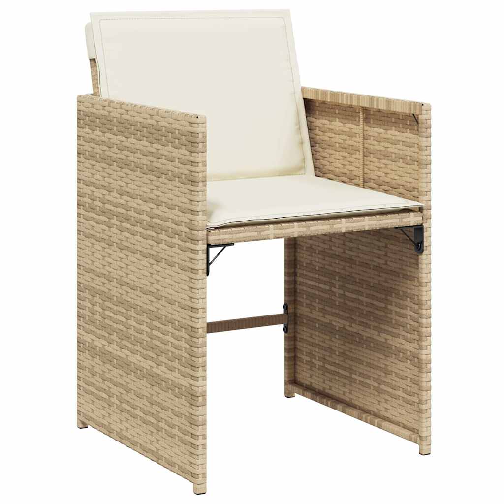 Garden Dining Set | Beige | PE rattan | Large | Foldable