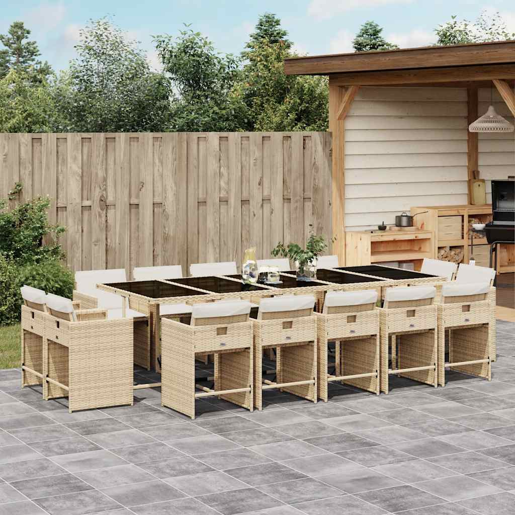 Garden Dining Set | Beige | PE rattan | Large | Foldable