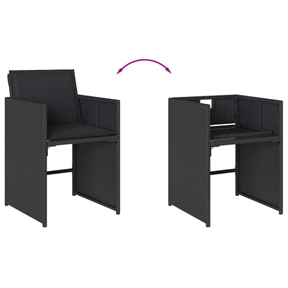 Garden Dining Set | Black | PE rattan | Large | Foldable