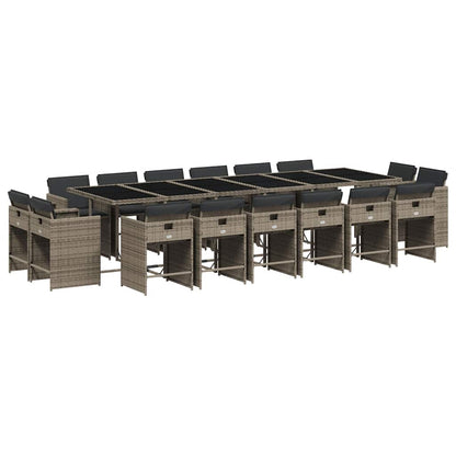 Garden Dining Set | Grey | Poly Rattan | 16-seater | Foldable