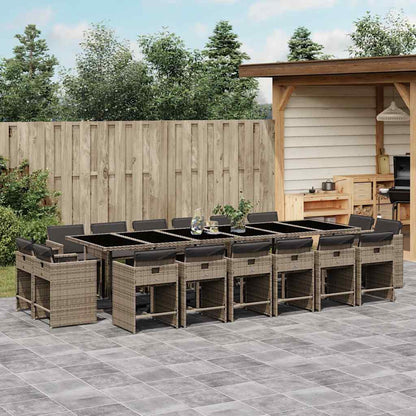 Garden Dining Set | Grey | Poly Rattan | 16-seater | Foldable