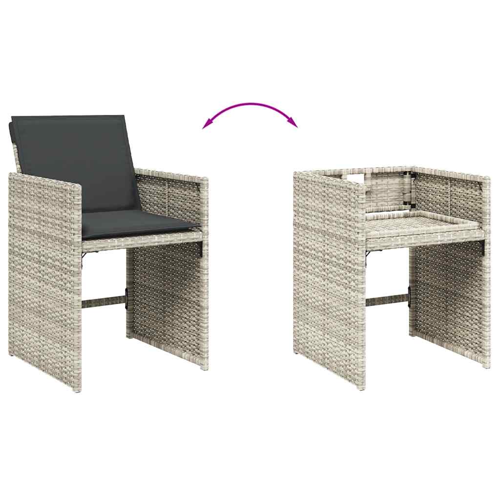 17 Piece Garden Dining Set with Cushions Light Grey Poly Rattan